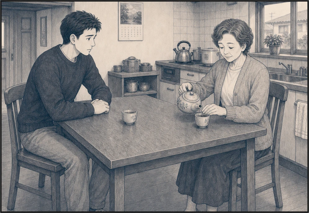 誠が心配を伝えるが、文子は大げさだと笑う・コマ3