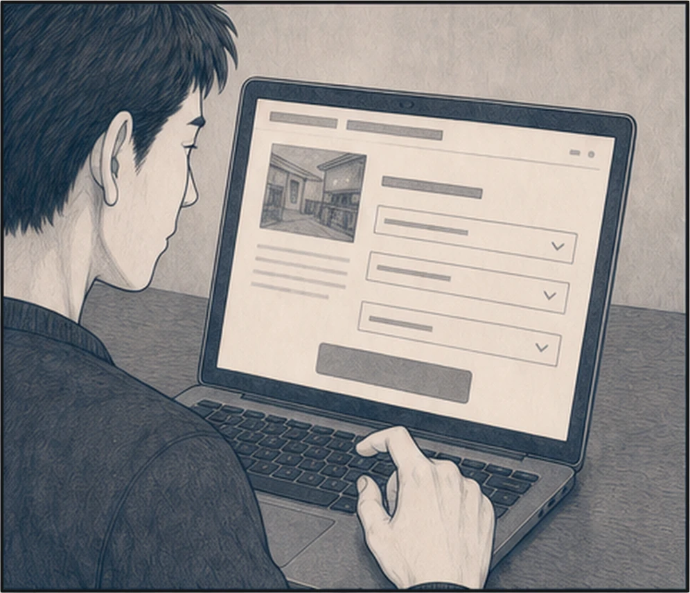 誠が夜に複数の工務店サイトを検索する・コマ2