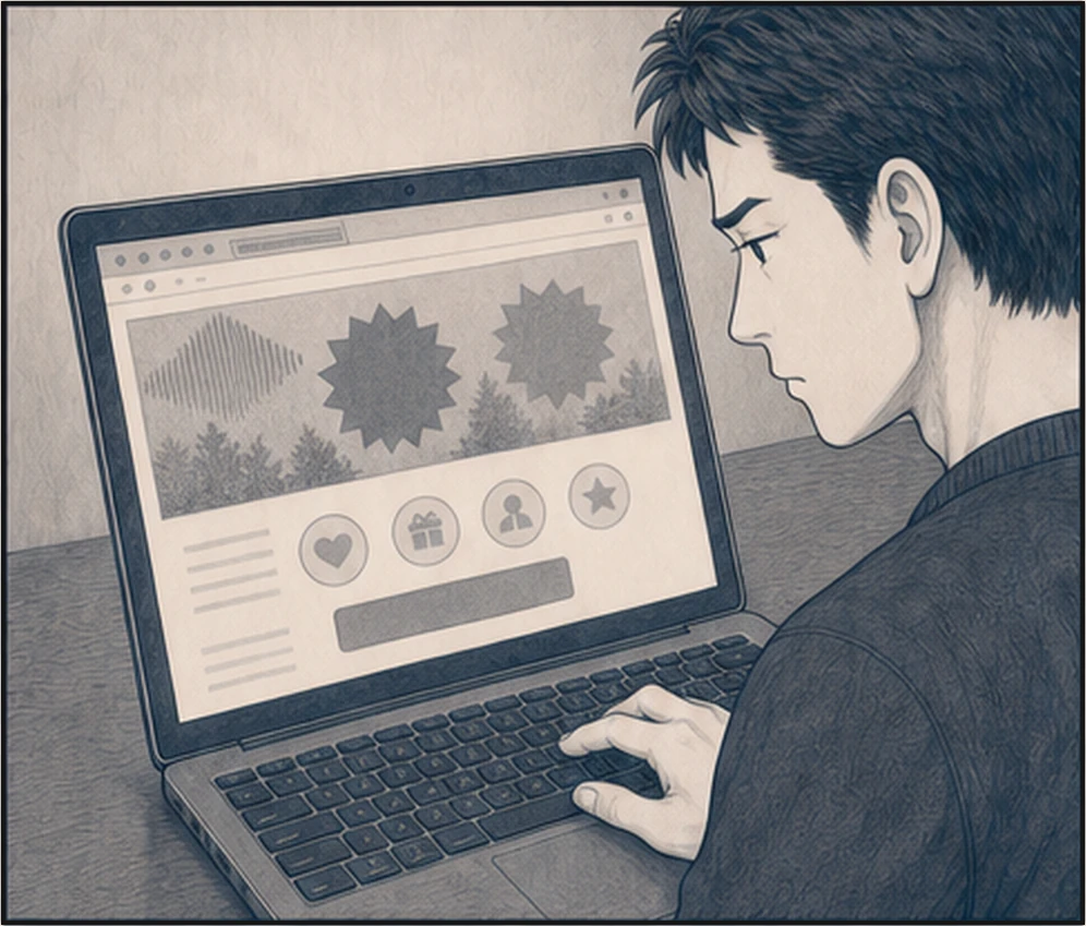 誠が夜に複数の工務店サイトを検索する・コマ3