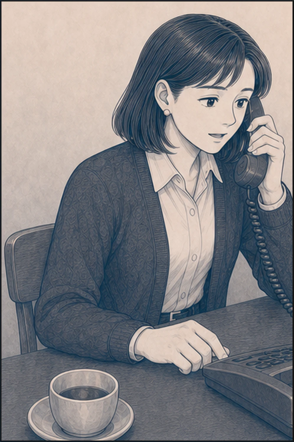 亜希がAIの返信案を整え、誠へ電話をかける・コマ3