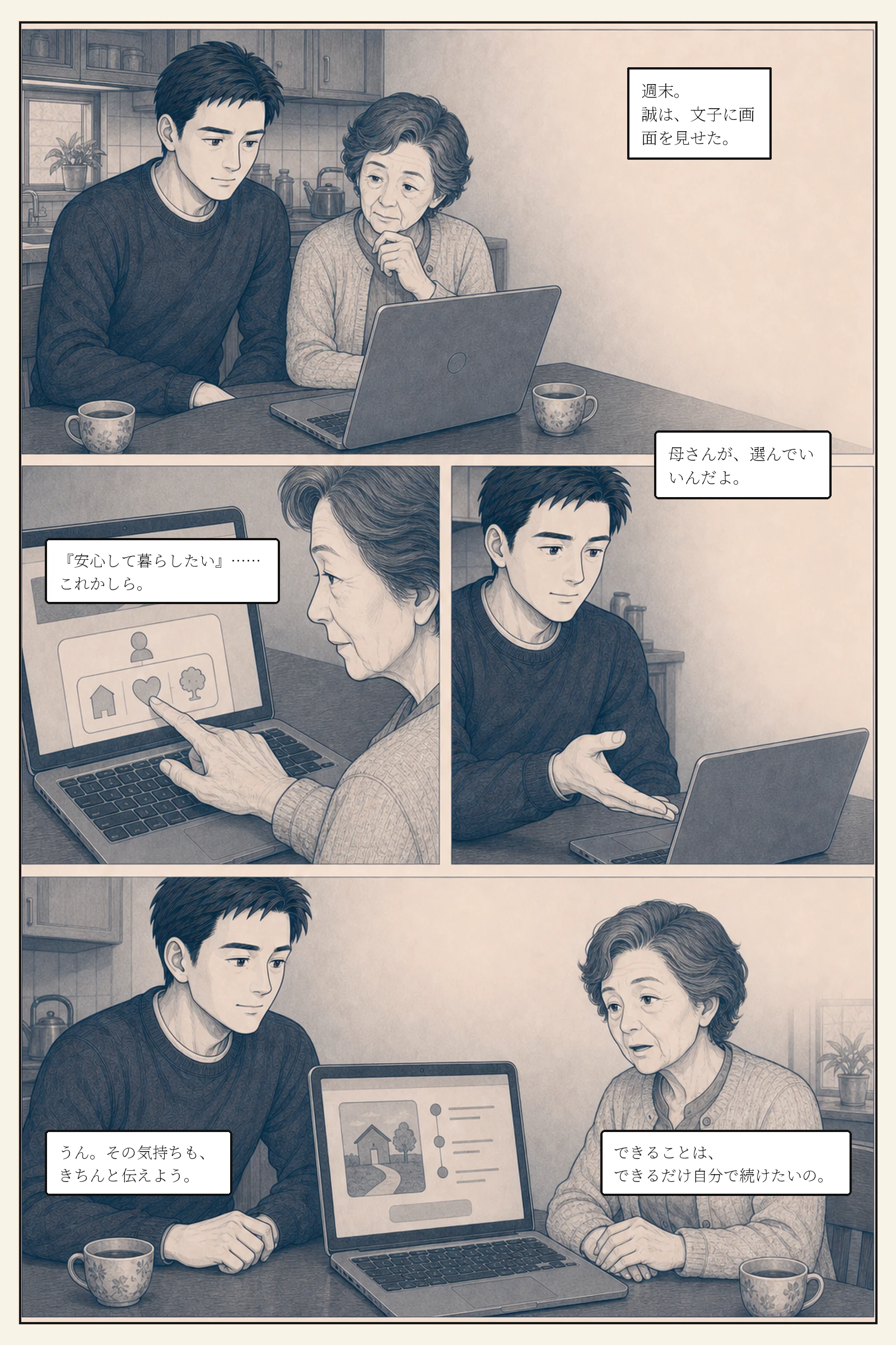 誠が決めつけず、文子自身が安心して暮らしたい気持ちを選ぶ