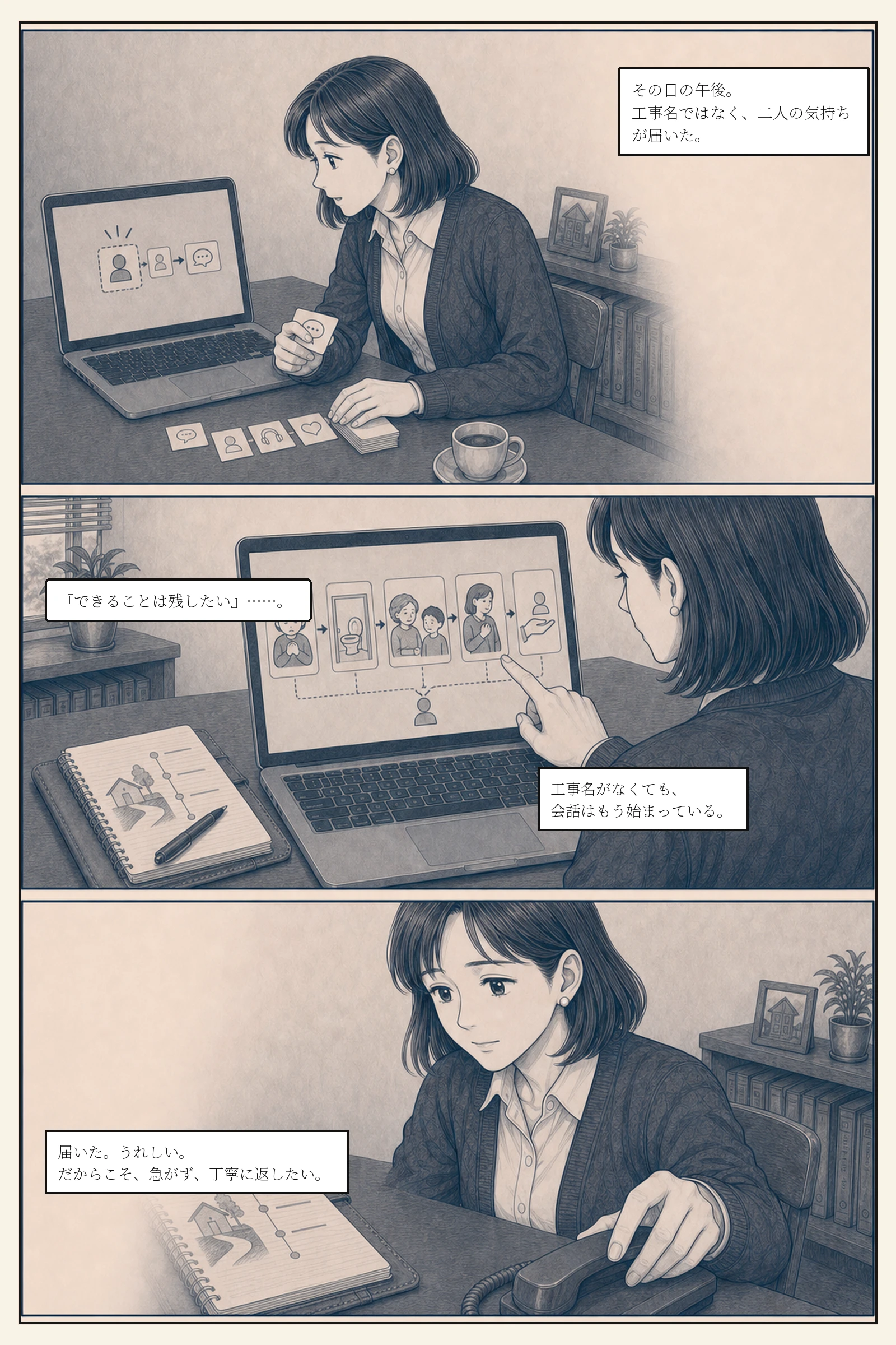工事名ではなく、誠と文子の気持ちと背景が亜希へ届く