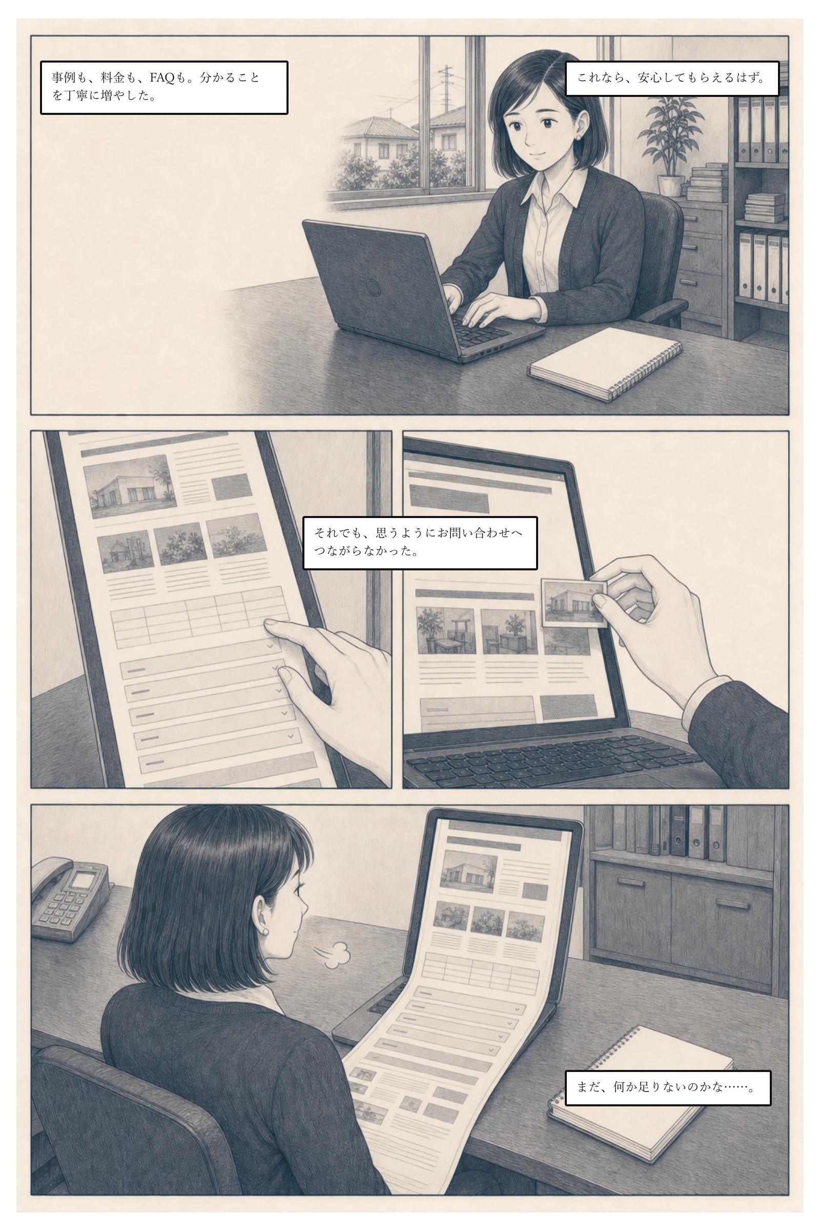 亜希が事例や料金、FAQをサイトへ追加する