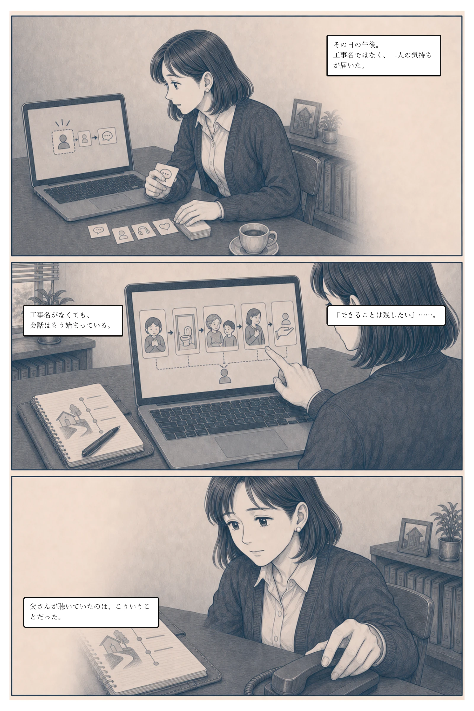 工事名ではなく、誠と文子の気持ちと背景が亜希へ届く